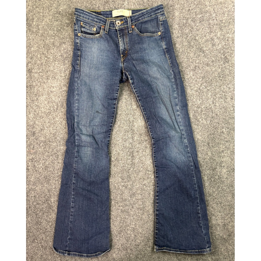 Levis 518 Flare Jeans Womens 7 Long Low Rise Bootcut Y2K Denim Blue